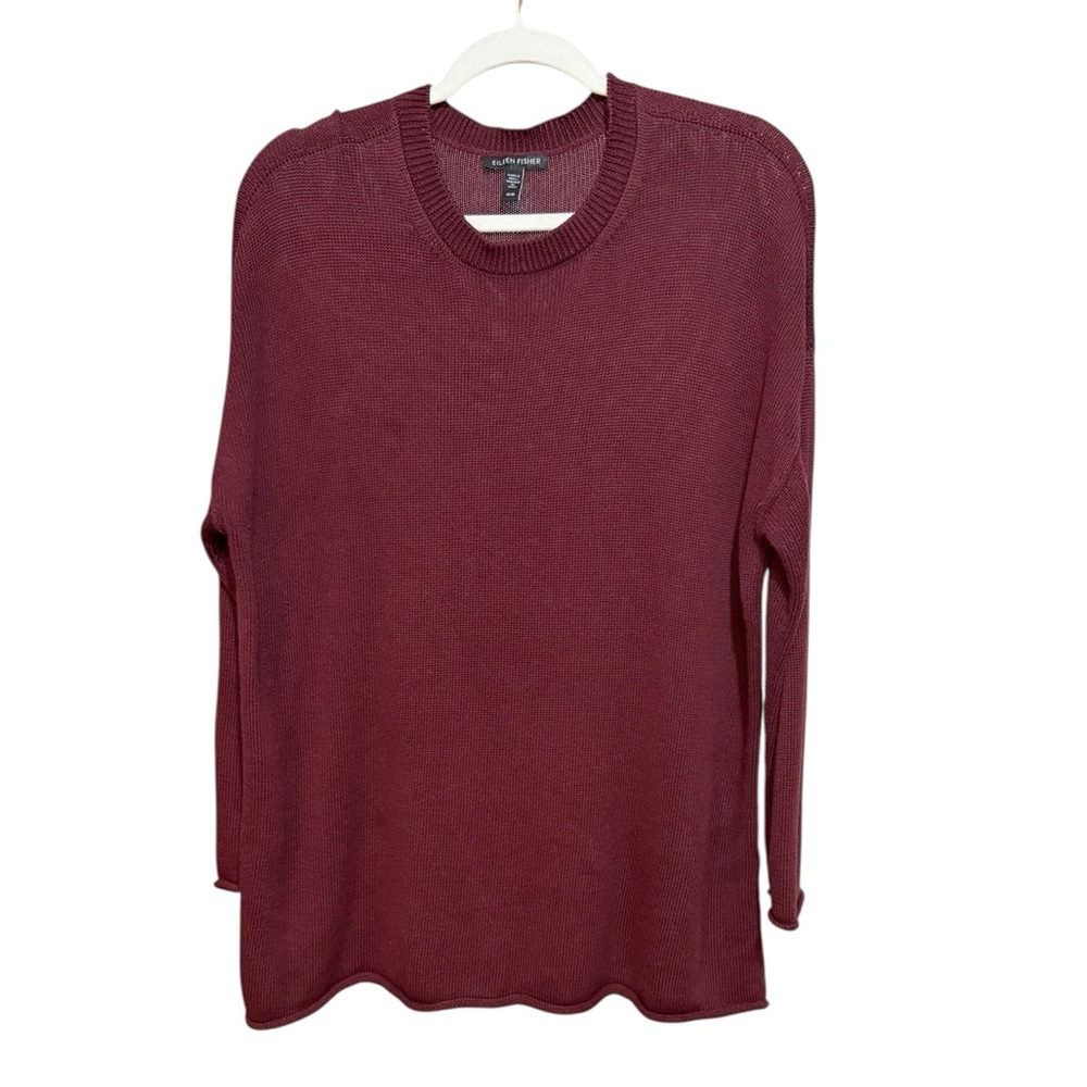 Eileen Fisher Dark Burgundy‎ Knit Sweater Women’s Size M Minimalist Classic